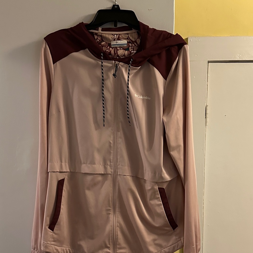 Columbia Light Pink and Burgundy Hooded Jacket